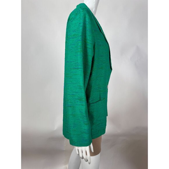 Vintage Green Designer Textured Blazer With Single Button & Pockets Sz XL - Picture 4 of 16